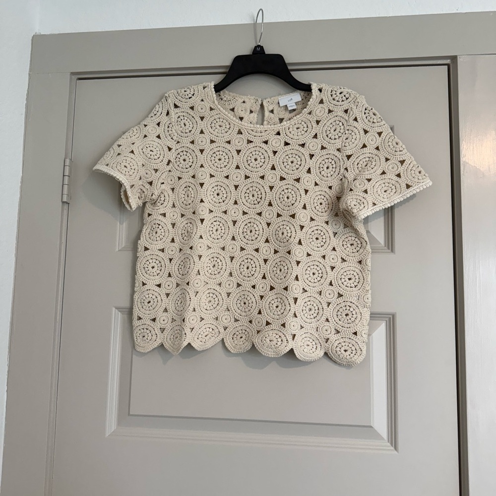 J. Jill Ivory Crochet Lace Top